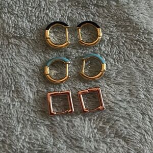Set of Gold and Multicolor Hoop Earrings